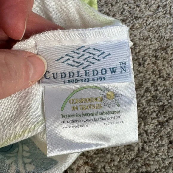 Cuddledown Linen Floral Blue and Green Twin Duvet Cover